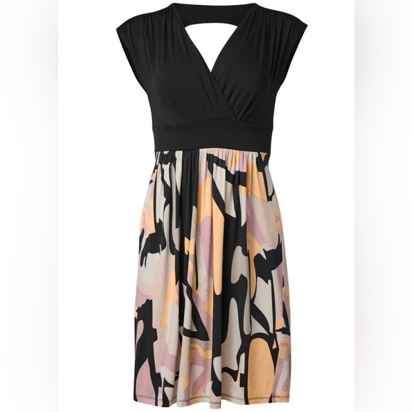 VENUS Blue and Orange Sleeveless Abstract Plunge Midi Sundress size XL NWT - Picture 15 of 16